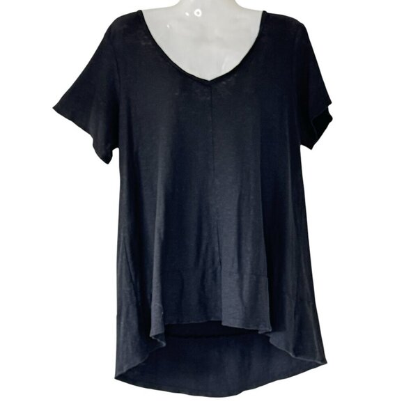 Cut Loose Linen Top V Neck with Short Sleeves Flowy with Peplum at Hem Size Med - Picture 1 of 6